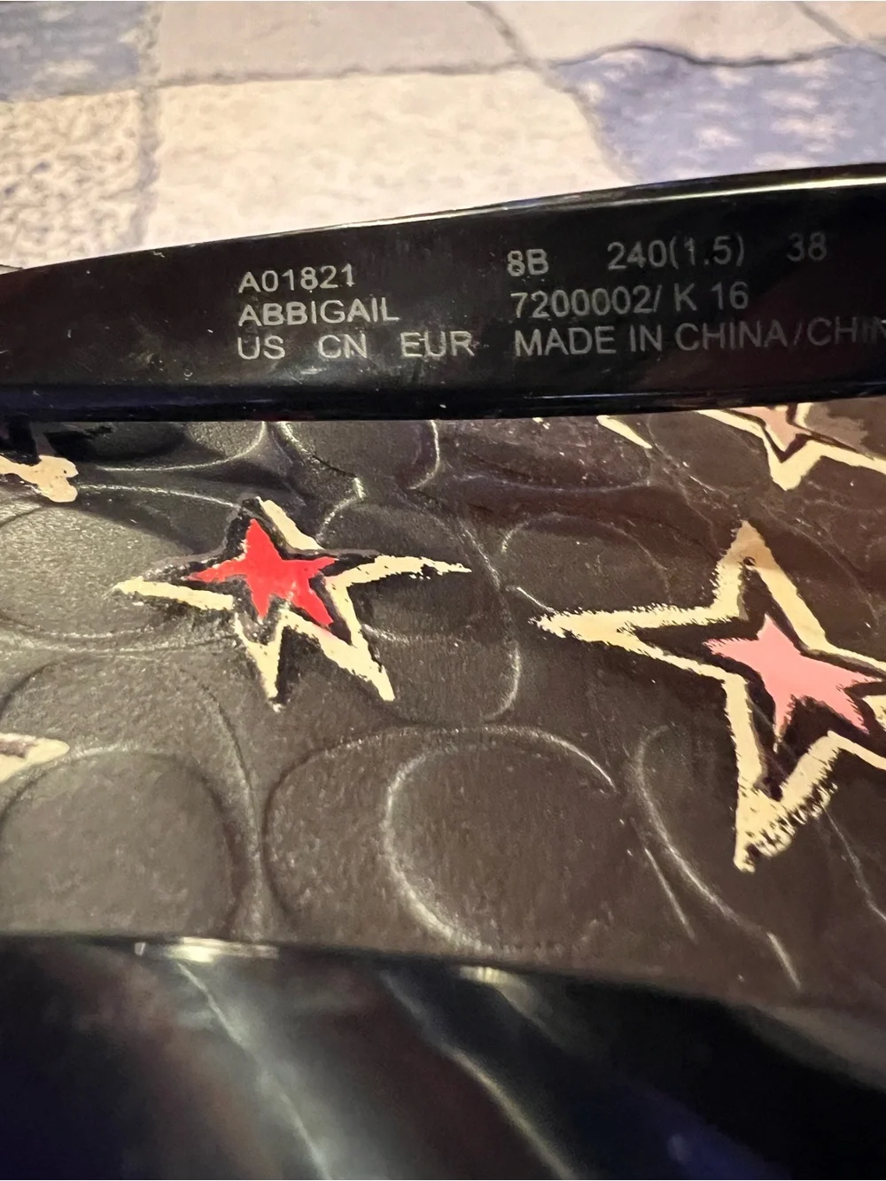 Coach Black Flip Flops with Pink and White Star Print - Picture 6 of 6